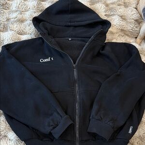 Comfrt Black Zip-Up Hoodie Size Small